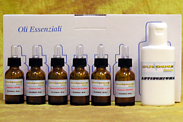 Confezione AROMATERAPIA (6 olii essenziali + flacone antisciuma)